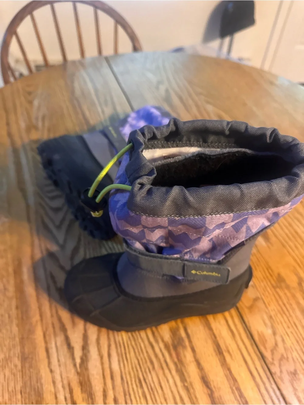 Columbia Kids Purple and Black Insulated Snow Boot with Neon Accent